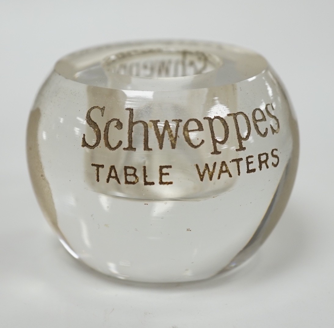 A Schweppes glass table matchstrike, 6cm